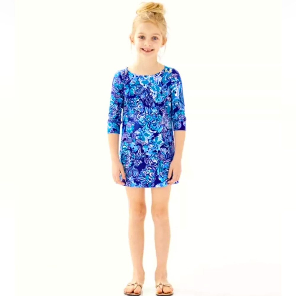 Lilly Pulitzer Mini Sophie Royal Purple Cat Call Blue Girls Dress Medium 6 7‎